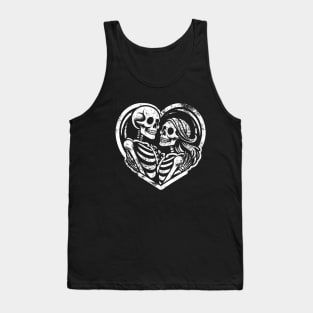 Couples skeleton in love | Valentines day Skeleton Tank Top